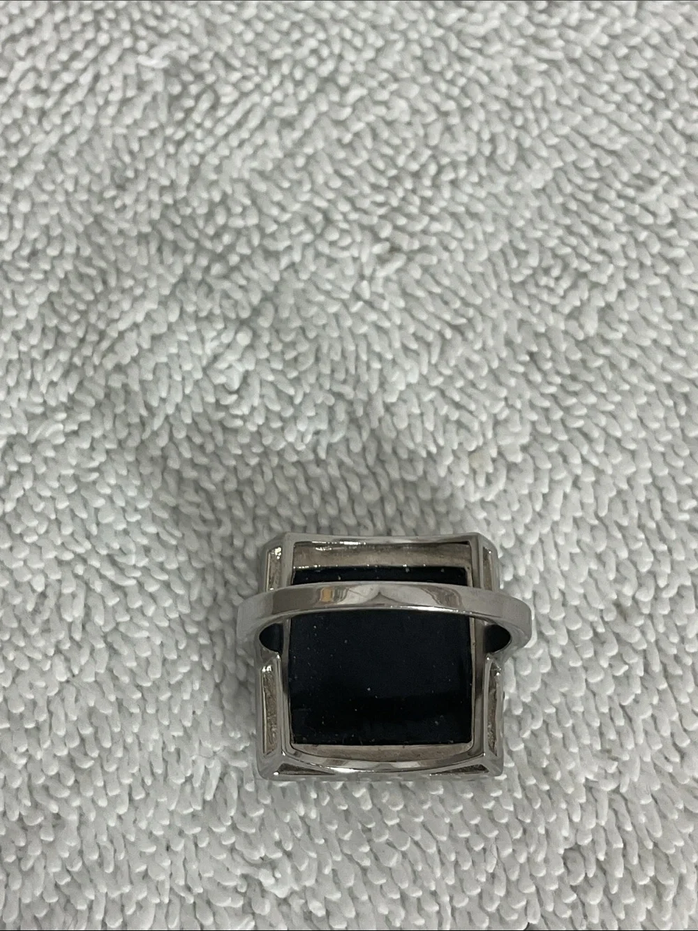Colleen Lopez Silver Tone Square Charcoal Druzy Mosaic Pavé Statement Ring Sz 8